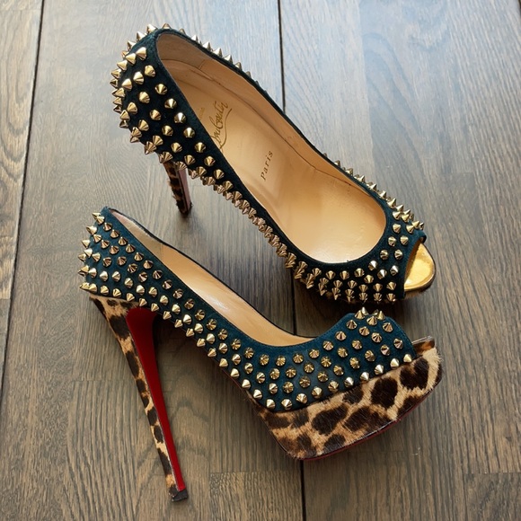 Christian Louboutin Leopard and Black Studded Heels - Picture 11 of 13